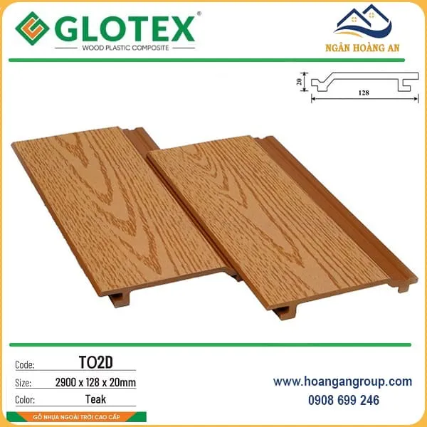 Tấm Ốp Gỗ Nhựa Ngoài Trời Glotex TO2D Teak Tại Quận 3 TPHCM