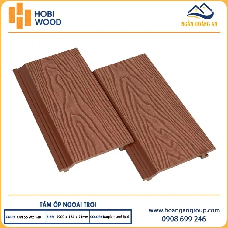Tấm Ốp Tường Gỗ Nhựa Ngoài Trời Hobiwood  OP3D 156W29 Leaf Red