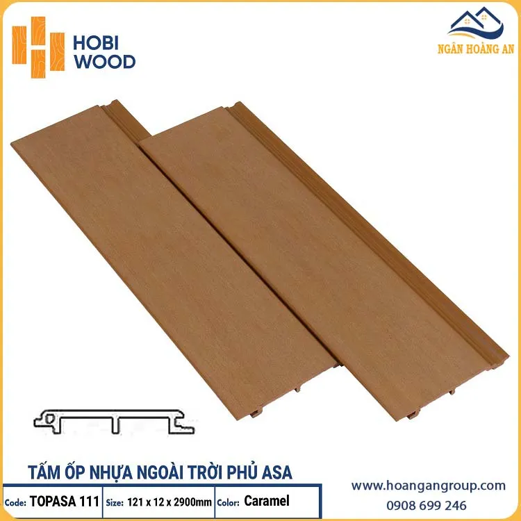 Tấm Ốp Gỗ Nhựa Ngoài Trời ASA Hobiwood TOPASA111 Caramel