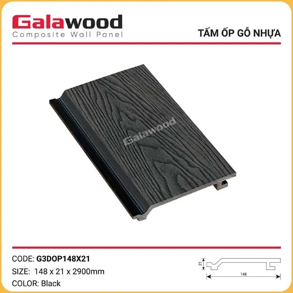Tấm Ốp Gỗ Nhựa Ngoài Trời Galawood Ốp Trần OP148x21 Yellow