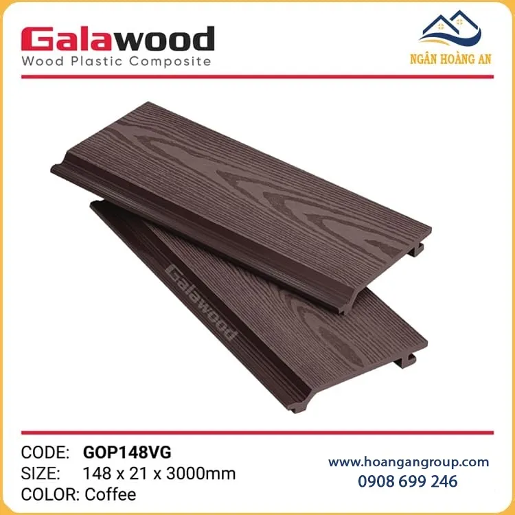 Tấm Ốp Tường Gỗ Nhựa Ngoài Trời Galawood GOP148VG Coffee