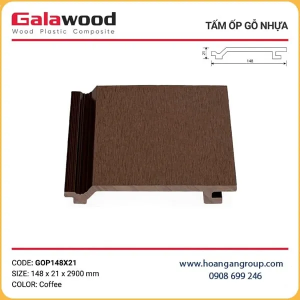 Tấm Ốp Gỗ Nhựa Ngoài Trời Galawood GOP148X21 Tại Củ Chi