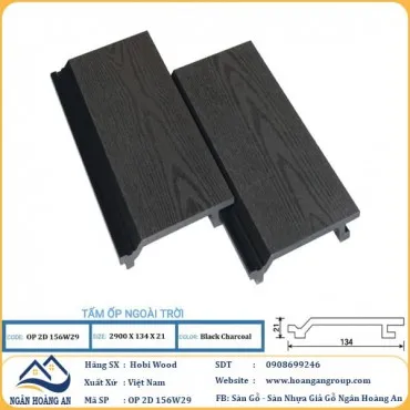 Tấm Ốp Gỗ Nhựa Ngoài Trời Hobi Wood OP2D 156W29 Black Charcoal