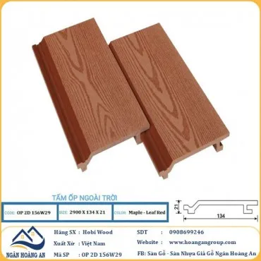 Tấm Ốp Gỗ Nhựa Ngoài Trời Hobi Wood OP2D 156W29 Maple-Leaf Red