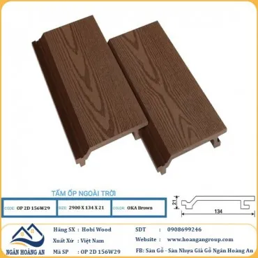 Tấm Ốp Gỗ Nhựa Ngoài Trời Hobi Wood OP2D 156W29 Oka Brown