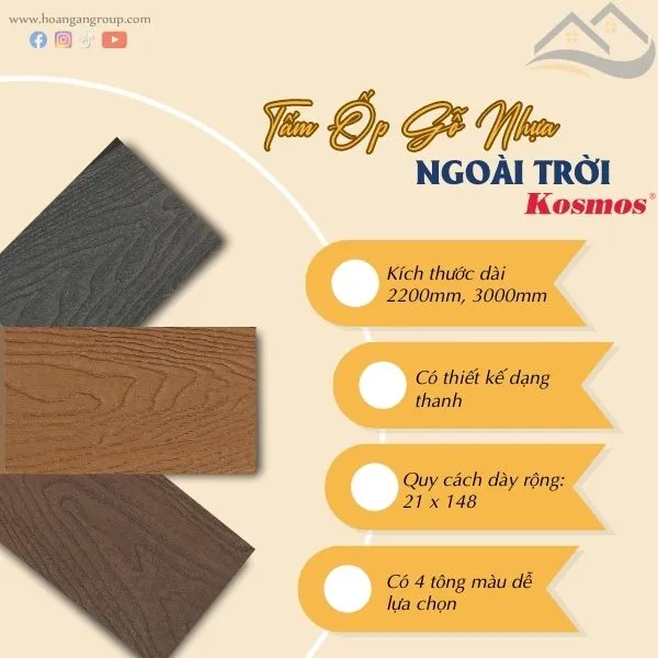 Thông Số Kỹ Thuật Của Tấm Ốp Gỗ Nhựa Ngoài Trời Kosmos