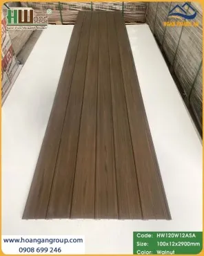 Tấm Ốp Gỗ Nhựa Ngoài Trời Phủ ASA Hwood HW120W12ASA Walnut