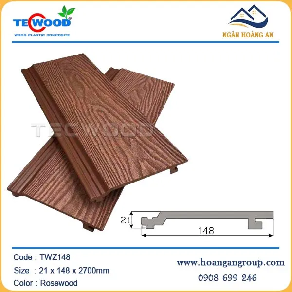 Gỗ Nhựa Ốp Trần Ngoài Trời TecWood TWZ148 Rosewood Gỗ Nhựa Ốp Trần Ngoài Trời TecWood TWZ148 Rosewood