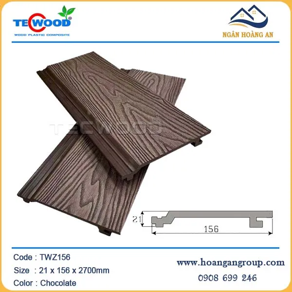 Tấm Ốp Gỗ Nhựa Ngoài Trời TecWood TWZ156 Chocolate Tấm Ốp Gỗ Nhựa Ngoài Trời TecWood TWZ156 Chocolate