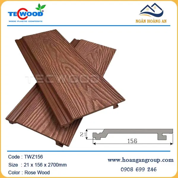 Ốp Tường Trần Gỗ Nhựa Ngoài Trời TecWood TWZ156 Rosewood Ốp Tường Trần Gỗ Nhựa Ngoài Trời TecWood TWZ156 Rosewood