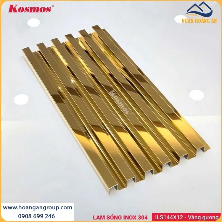 Tấm Ốp Inox 304 Lam Sóng Kosmos ILS144X12-VG Vàng Gương