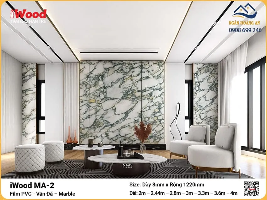 Tấm Ốp iWood MA-2 Vân Đá Ốp Phòng Khách Hiện Đại