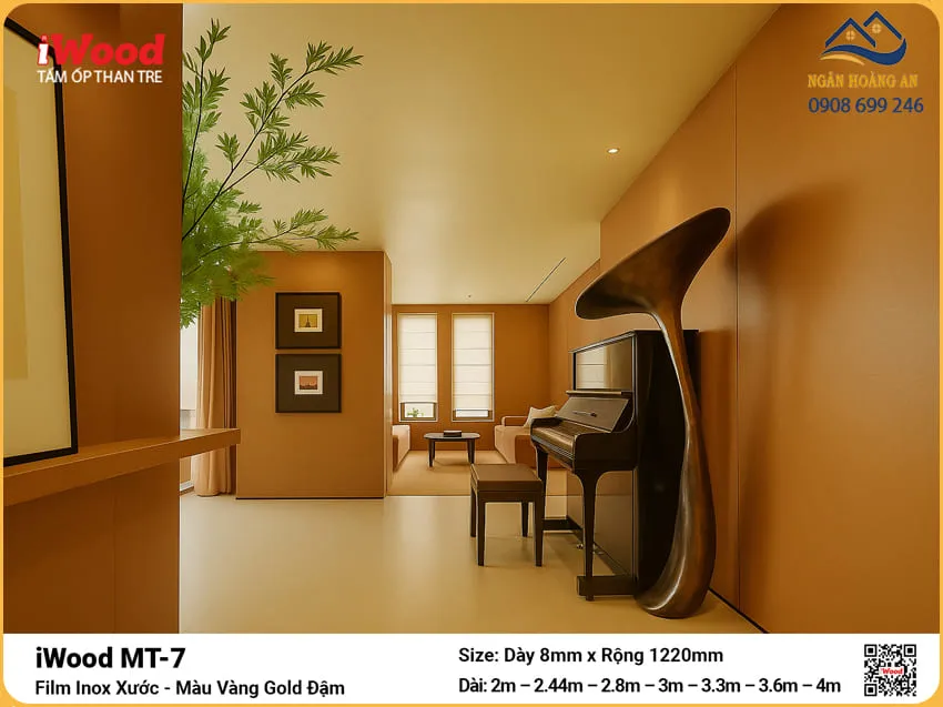 Tấm Ốp iWood MT-7 Film Inox Vàng Gold Đậm Trang Trí Nội Thất Tấm Ốp iWood MT-7 Film Inox Vàng Gold Đậm Trang Trí Nội Thất