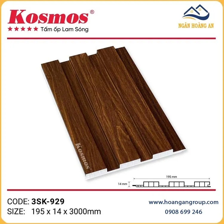 Tấm Lam 3 Sóng Chân Kép Nhựa Giả Gỗ Kosmos 3SK-929 Tấm Lam 3 Sóng Chân Kép Nhựa Giả Gỗ Kosmos 3SK-929