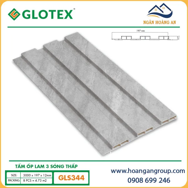Tấm Ốp Lam 3 Sóng Thấp Giả Bê Tông Glotex GLS344