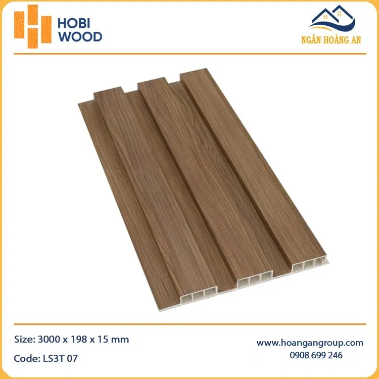 Tấm Ốp Lam 3 Sóng Thấp Nhựa Giả Gỗ Hobiwood LS3T-07