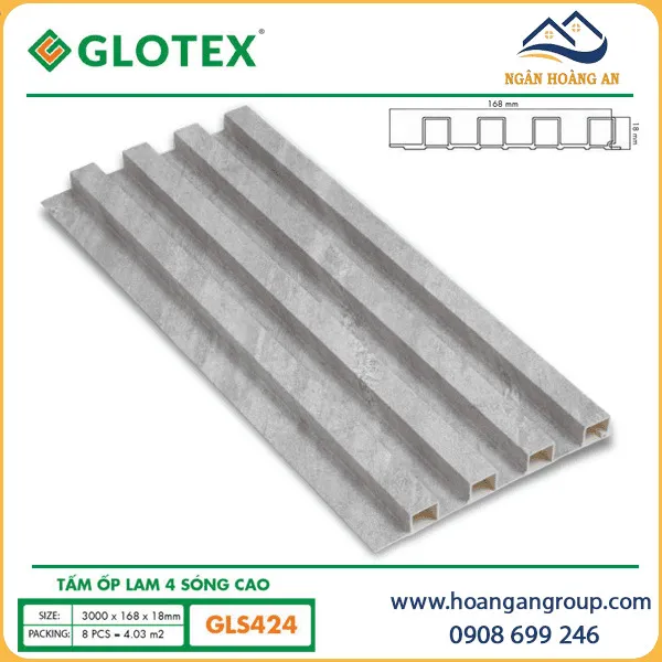 Tấm Ốp Lam 4 Sóng Cao Giả Bê Tông Glotex GLS424 