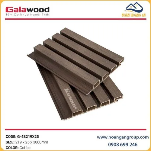 Tấm Ốp Lam 4 Sóng Gỗ Nhựa Phủ ASA Galawood G-4S219X25 Coffee