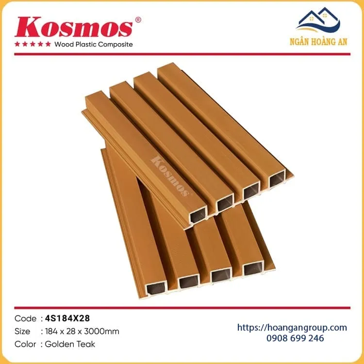 Tấm Ốp Lam 4 Sóng Ngoài Trời Phủ ASA Kosmos 4S184X28 Golden Teak Tấm Ốp Lam 4 Sóng Ngoài Trời Phủ ASA Kosmos 4S184X28 Golden Teak