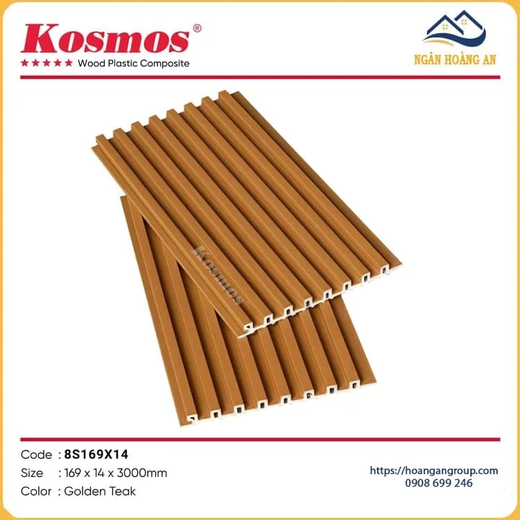 Tấm Ốp Lam 8 Sóng Ngoài Trời Phủ ASA Kosmos 8S169X14 Golden Teak