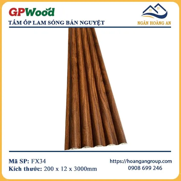 Tấm Ốp Lam Sóng Bán Nguyệt Giả Gỗ GPWood FX34