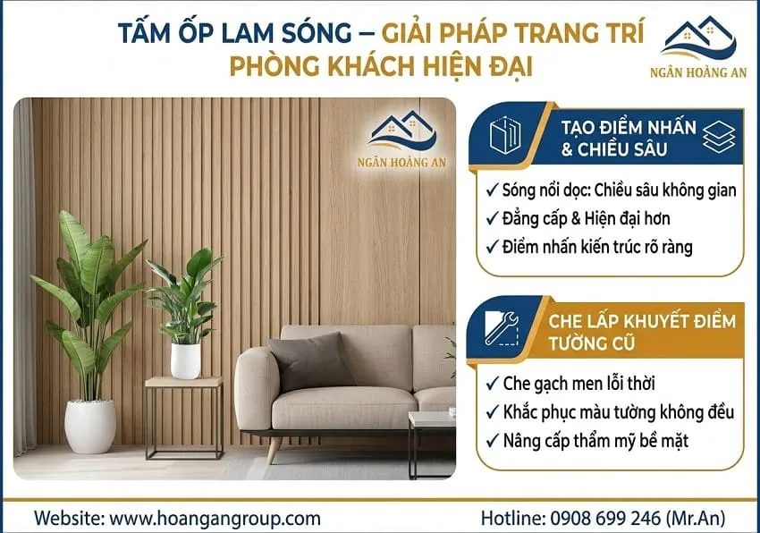 Tấm Ốp Lam Sóng – Giải Pháp Trang Trí Phòng Khách Hiện Đại