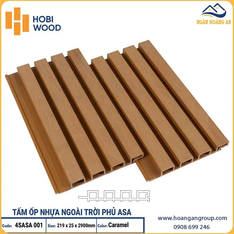 Tấm Ốp Lam Sóng Gỗ Nhựa ASA Hobiwood 4SASA001 25mm Vân Gỗ Caramel