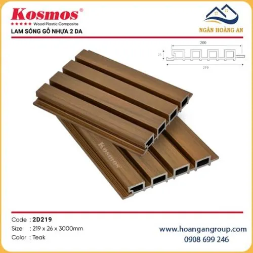 Lam 4 Sóng Gỗ Nhựa Ngoài Trời 2 Da Kosmos 2D219X26 Teak