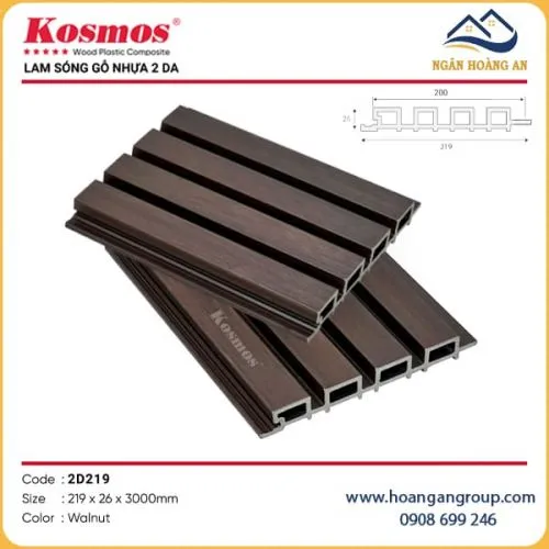 Lam 4 Sóng Gỗ Nhựa Ngoài Trời 2 Da Kosmos 2D219X26 Walnut