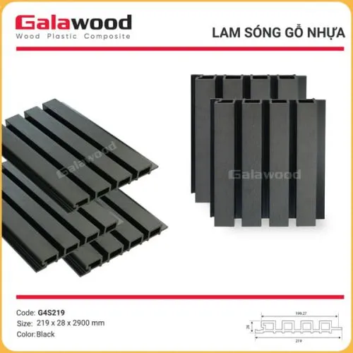 Tấm Ốp Lam Sóng Gỗ Nhựa Ngoài Trời Galawood G4S219 Black