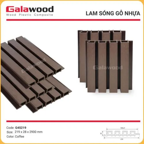 Tấm Ốp Lam Sóng Gỗ Nhựa Ngoài Trời Galawood G4S219 Coffee
