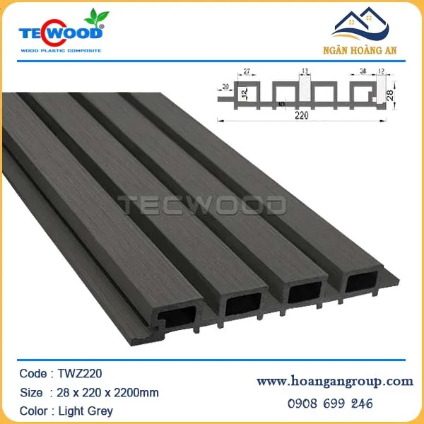Lam Sóng Gỗ Nhựa Ngoài Trời Tecwood TWZ220 Light Grey