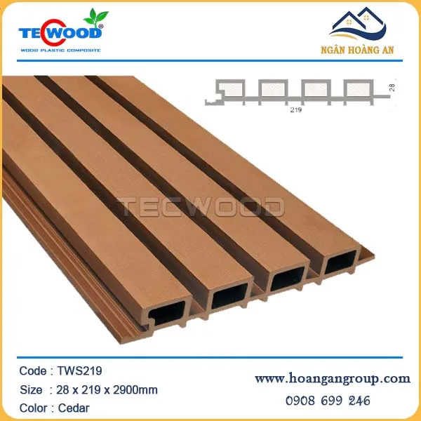 Tấm Ốp Lam Sóng Gỗ Nhựa Ngoài Trời Tecwood TWS219 Cedar