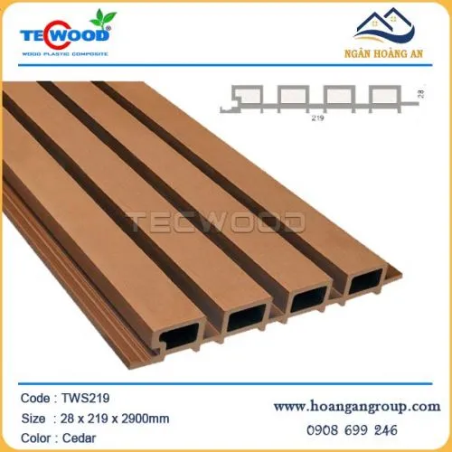 Tấm Ốp Lam Sóng Gỗ Nhựa Ngoài Trời Tecwood TWS219 Cedar