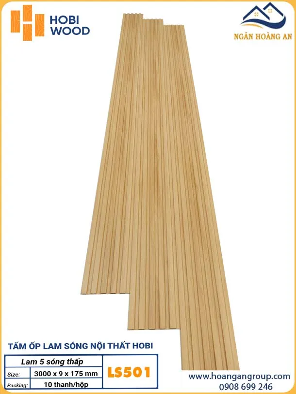 Tấm Ốp Lam Sóng HobiWood LS501 Vàng Sồi Nhạt