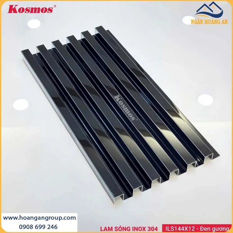 Tấm Ốp Lam Sóng Inox 304 Kosmos ILS144X12-DG Đen Gương