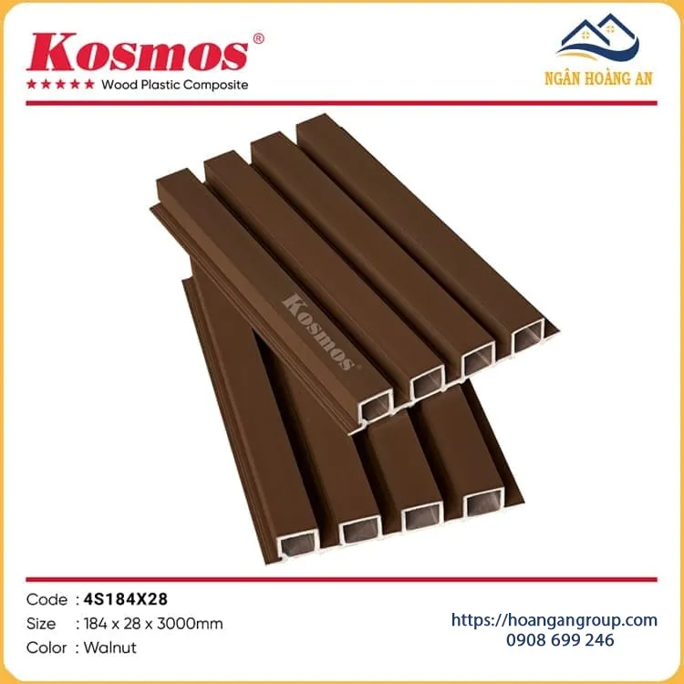 Tấm Ốp Trần Lam Sóng Ngoài Trời ASA Kosmos 4S184X28 Walnut