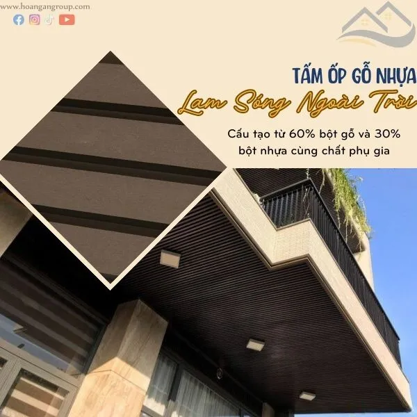 Tấm Ốp Lam Sóng Gỗ Nhựa Ngoài Trời