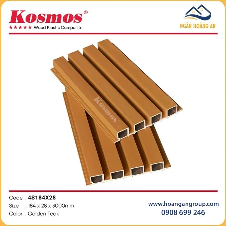 Tấm Ốp Lam 4 Sóng Ngoài Trời Phủ ASA Kosmos 4S184X28 Golden Teak Tấm Ốp Lam 4 Sóng Ngoài Trời Phủ ASA Kosmos 4S184X28 Golden Teak