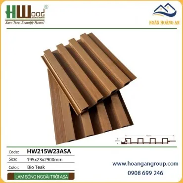 Tấm Ốp Lam Sóng Ngoài Trời Phủ ASA Hwood HW215W23ASA Bio-Teak