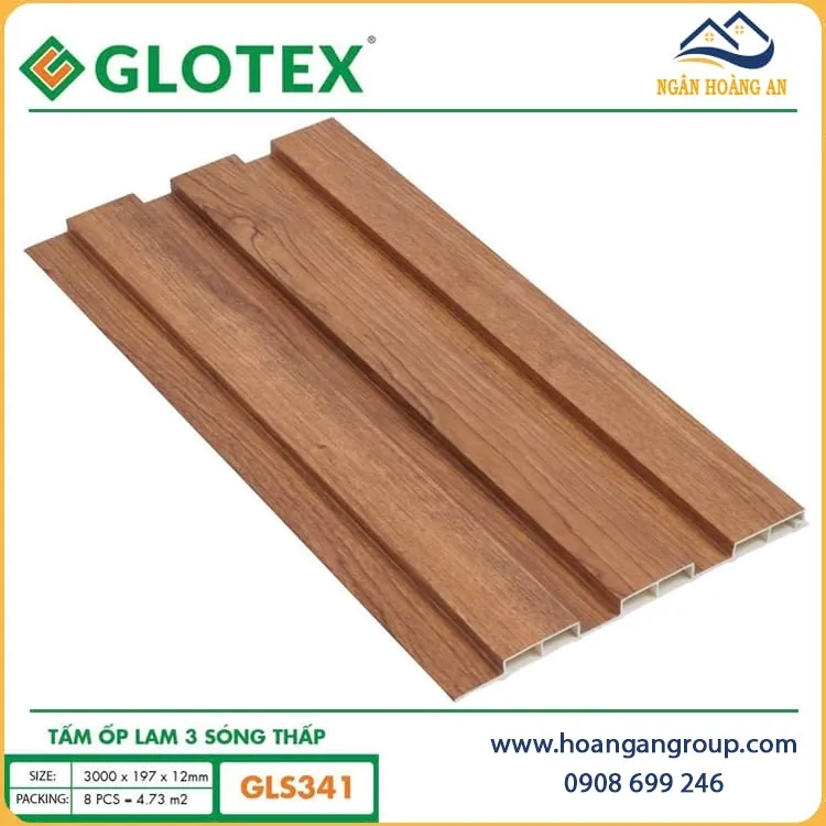 Tấm Ốp Lam 3 Sóng Nhựa Giả Gỗ Glotex GLS-341