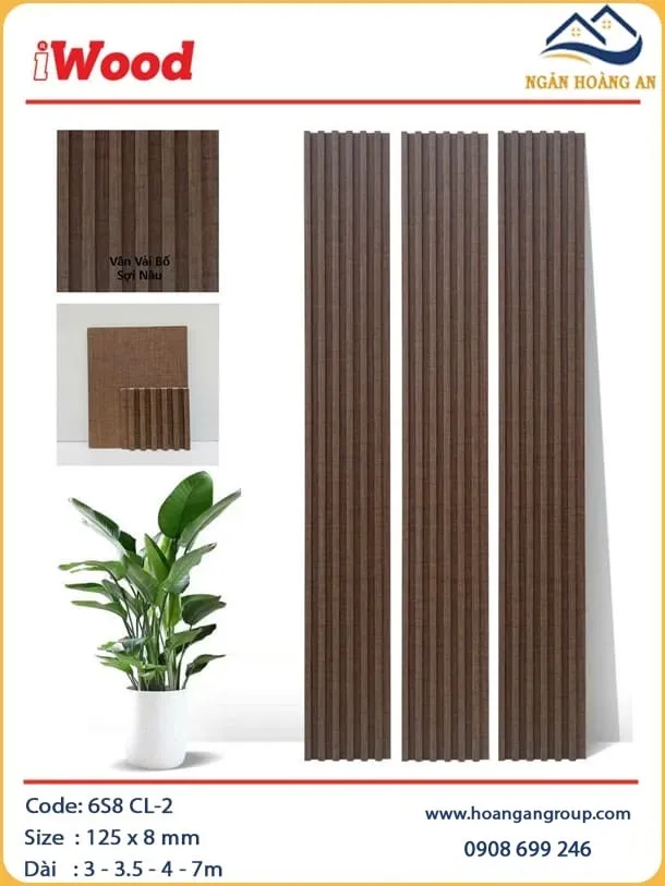 Tấm Ốp Trần Lam Sóng Than Tre Vân Vải Bố Nâu iWood 6S8 CL-2 Tấm Ốp Trần Lam Sóng Than Tre Vân Vải Bố Nâu iWood 6S8 CL-2