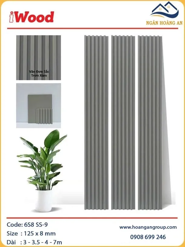 Lam Sóng Than Tre Ốp Tường Vân Đơn Sắc Trơn Xám iWood 6S8 SS-9 Lam Sóng Than Tre Ốp Tường Vân Đơn Sắc Trơn Xám iWood 6S8 SS-9