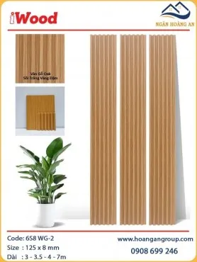 Tấm Ốp Lam Sóng Than Tre Vân Gỗ Oak Sọc Vàng Đậm iWood 6S8 WG-2