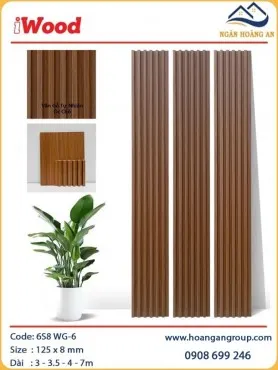 Tấm Ốp Lam Sóng Than Tre Vân Gỗ Tự Nhiên Ốc Chó iWood 6S8 WG-6