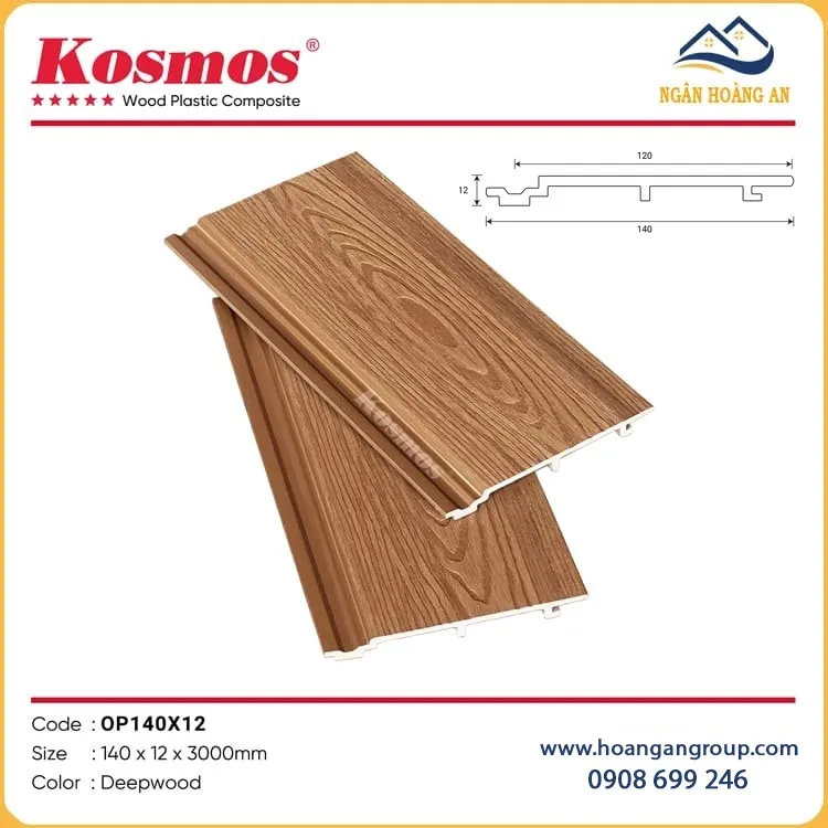 Tấm Ốp Tường Ngoài Trời Phủ ASA Kosmos OP140X12 DeepWood
