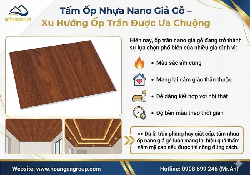 Tấm Ốp Nhựa Nano Giả Gỗ – Xu Hướng Ốp Trần Được Ưa Chuộng