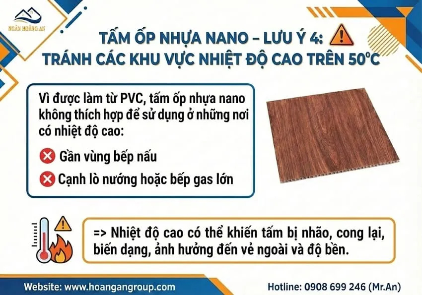 Tấm Ốp Nhựa Nano – Lưu Ý 4: Tránh Các Khu Vực Nhiệt Độ Cao Trên 50°C Tấm Ốp Nhựa Nano – Lưu Ý 4: Tránh Các Khu Vực Nhiệt Độ Cao Trên 50°C
