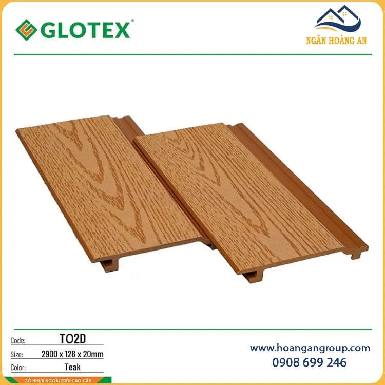 Tấm Ốp Trần Gỗ Nhựa Ngoài Trời Glotex TO2D Teak