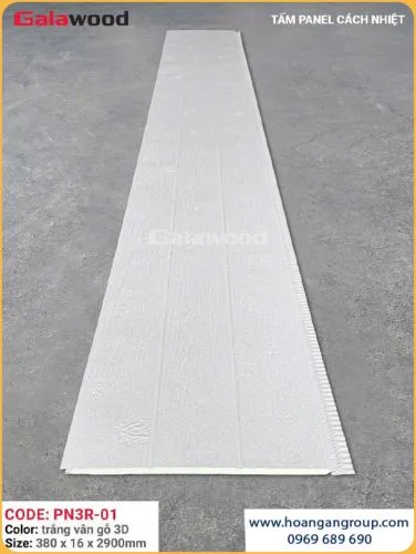 Tấm Ốp Panel 3 Rãnh Cách Nhiệt Galawood PN3R-01 Trắng Vân Gỗ 3D